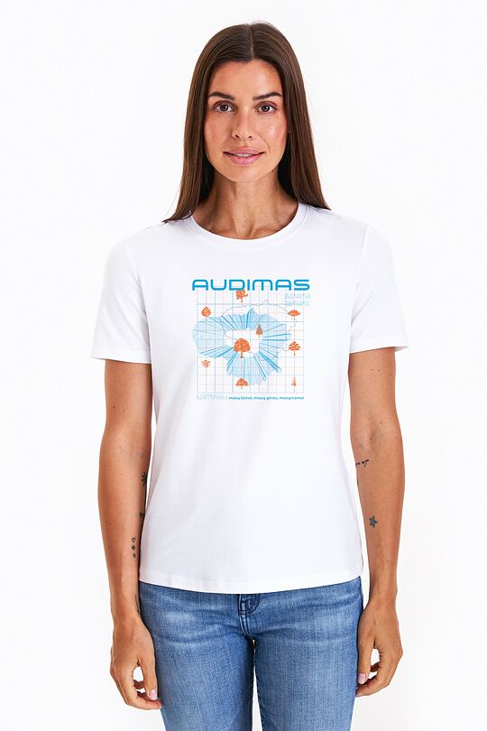 Short sleeves cotton T-shirt Lithuanian forests 1 | WHITE | Audimas