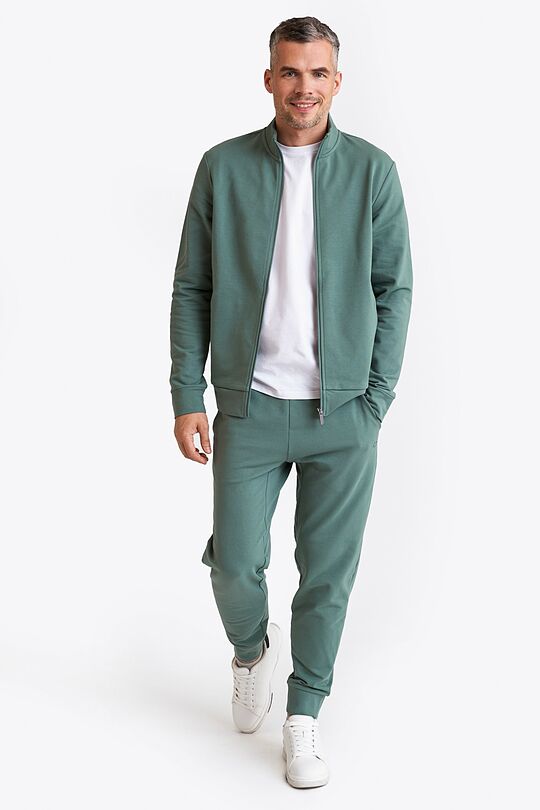Stretch cotton slim fit sweatpants 1 | GREEN | Audimas