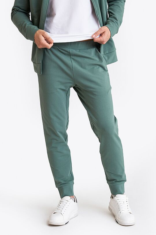 Stretch cotton slim fit sweatpants 2 | GREEN | Audimas