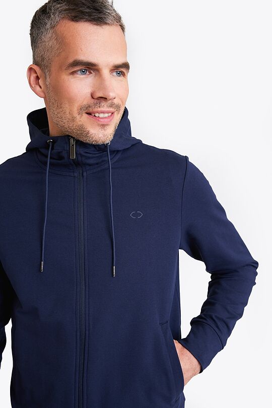 Organic cotton French terry full-zip hoodie 4 | BLUE | Audimas