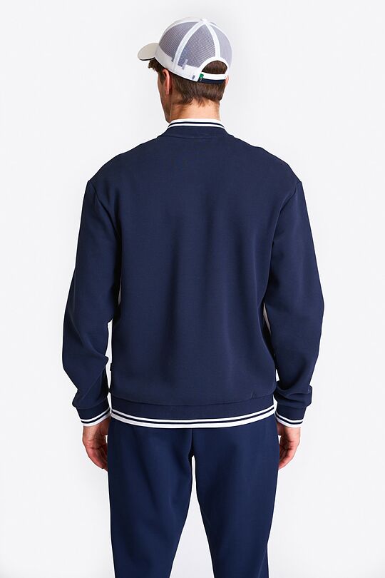 Pique texture bomber zip-through jacket 2 | BLUE/WHITE | Audimas