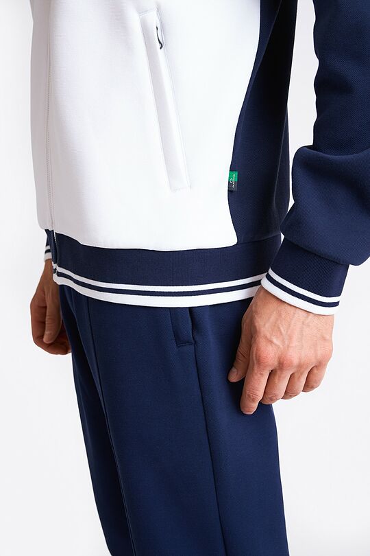 Pique texture bomber zip-through jacket 4 | BLUE/WHITE | Audimas