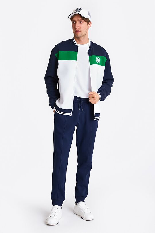 Pique texture bomber zip-through jacket 5 | BLUE/WHITE | Audimas