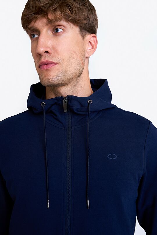 Cotton French terry full-zip hoodie 4 | BLUE | Audimas