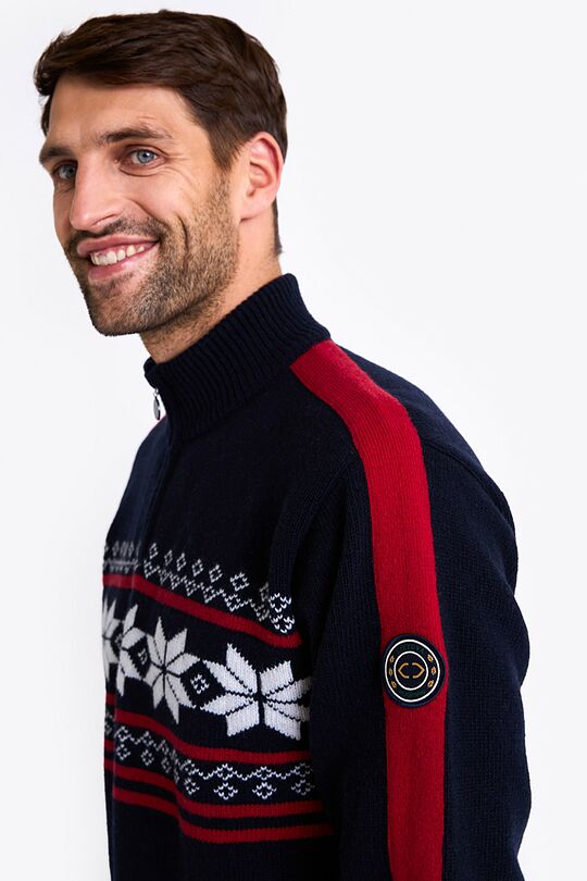 Winter patern wool sweater with high collar 3 | BLUE | Audimas