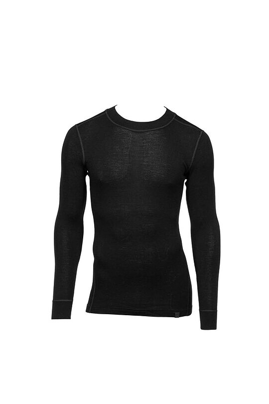 Merino wool rib knit long sleeve base layer top 1 | BLACK | Audimas