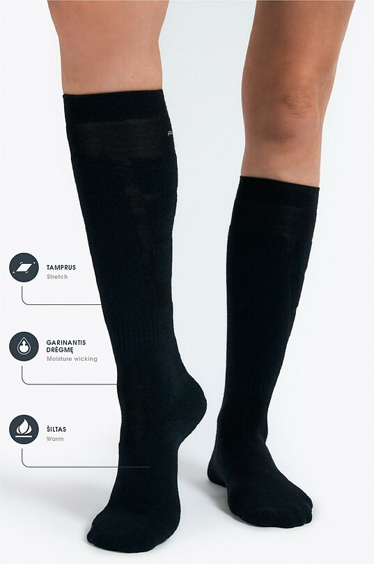 Long socks for winter sports 1 | BLACK | Audimas