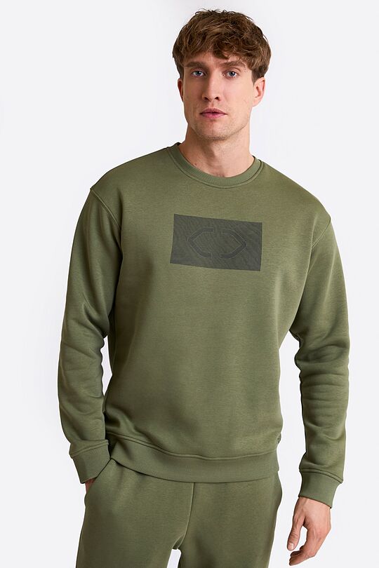 Cotton fleece crewneck sweatshirt 1 | CHAKI | Audimas