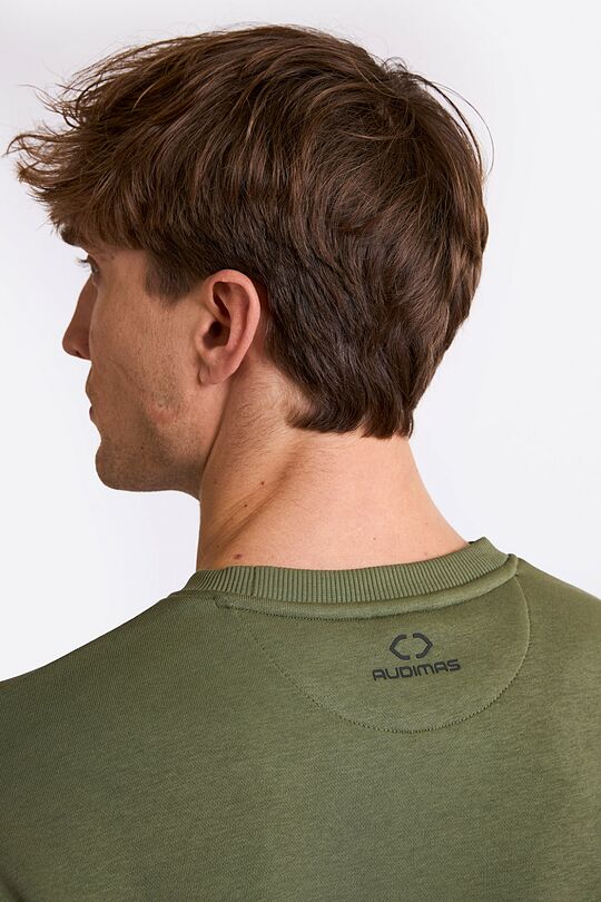 Cotton fleece crewneck sweatshirt 4 | CHAKI | Audimas