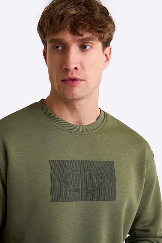 Cotton fleece crewneck sweatshirt 3 | CHAKI | Audimas