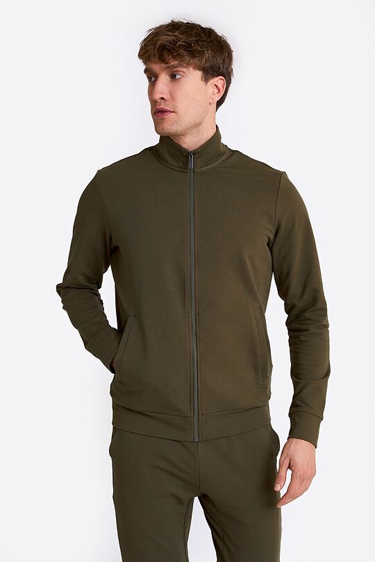 Cotton French terry full-zip sweatshirt 1 | CHAKI | Audimas