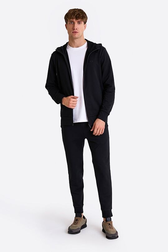 Tapered fit cotton French terry sweatpants 1 | BLACK | Audimas
