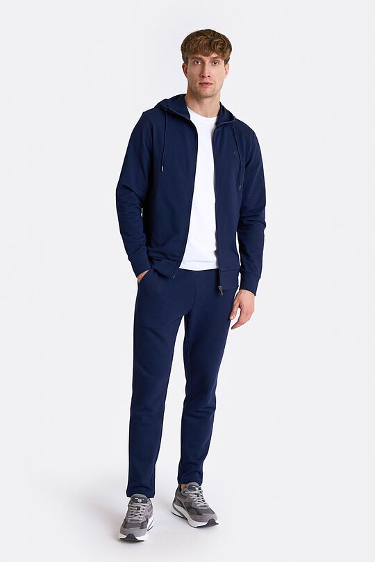 Cotton French terry tapered sweatpants 6 | BLUE | Audimas