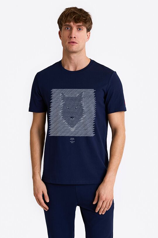 Short sleeves cotton T-shirt the eyes of the forest 1 | BLUE | Audimas