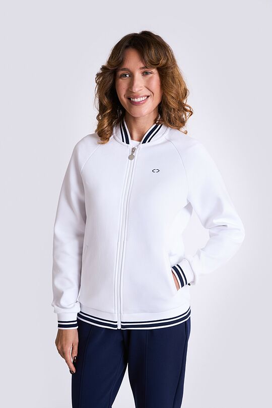 Cotton pique bomber zip-through jacket 2 | WHITE | Audimas