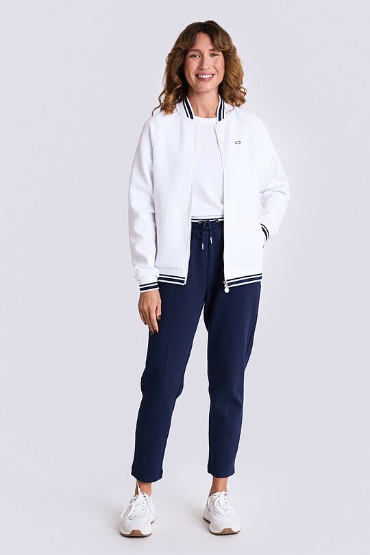 Cotton pique bomber zip-through jacket 5 | WHITE | Audimas
