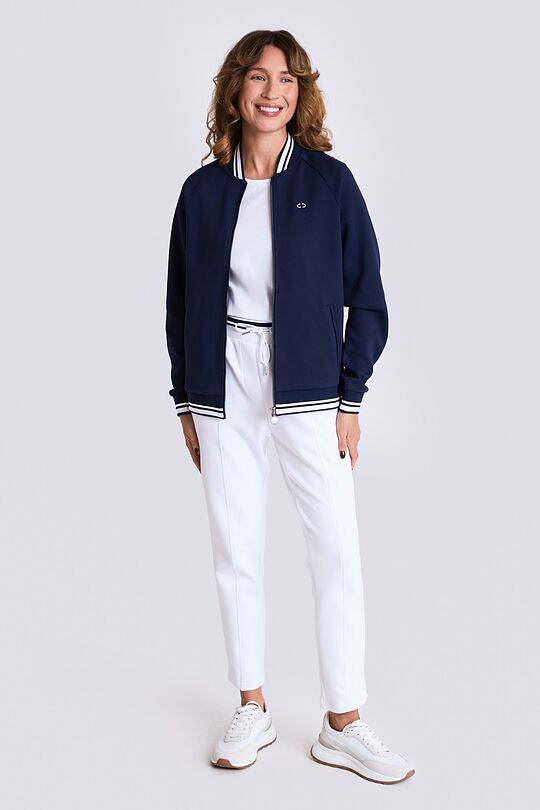 Cotton pique bomber zip-through jacket 6 | BLUE | Audimas