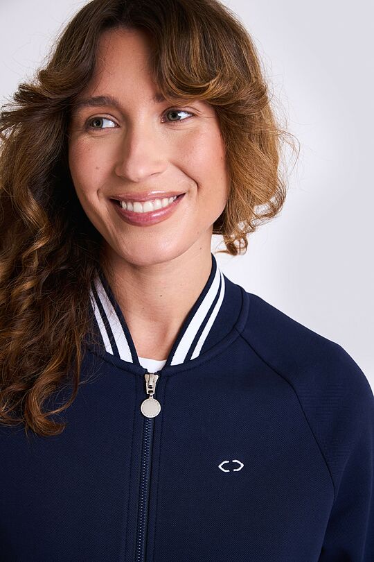 Cotton pique bomber zip-through jacket 4 | BLUE | Audimas