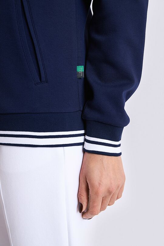 Cotton pique bomber zip-through jacket 5 | BLUE | Audimas