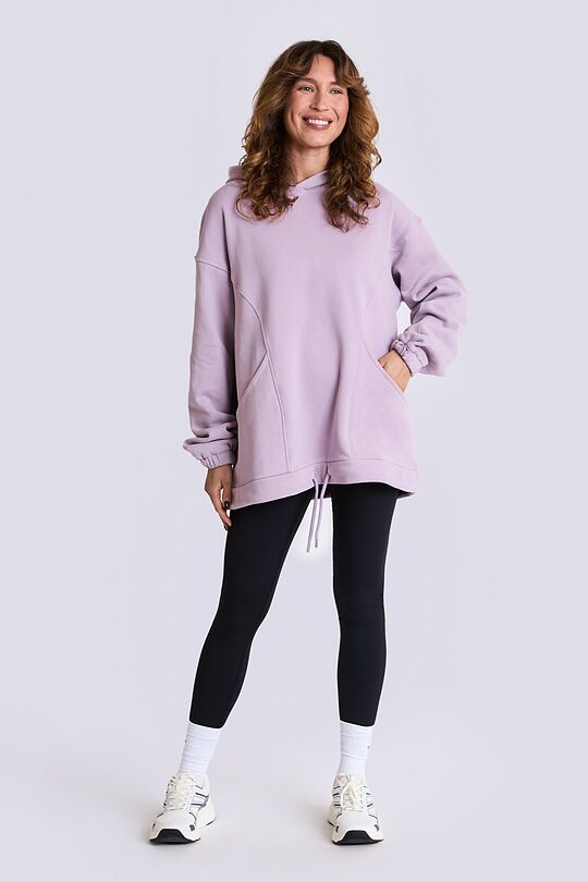 Oversized cotton fleece hoodie 3 | PINK | Audimas