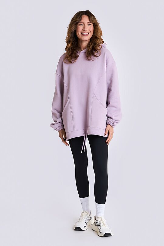 Oversized cotton fleece hoodie 5 | PINK | Audimas