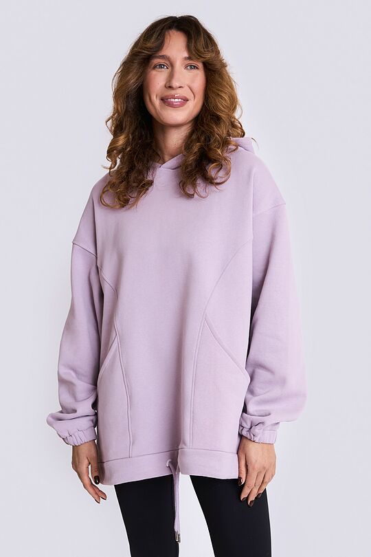 Oversized cotton fleece hoodie 1 | PINK | Audimas