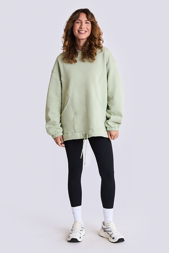 Oversized cotton fleece hoodie 3 | GREEN | Audimas