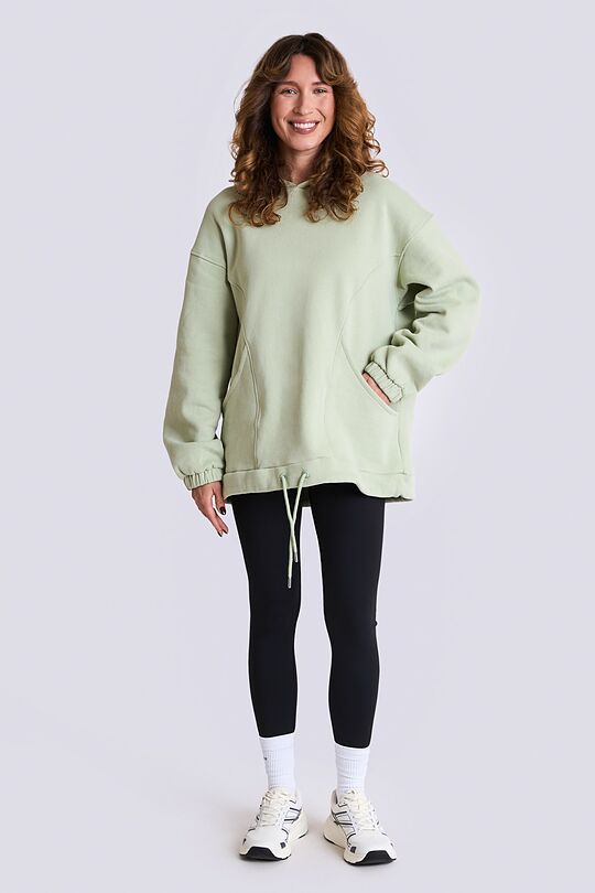 Oversized cotton fleece hoodie 5 | GREEN | Audimas