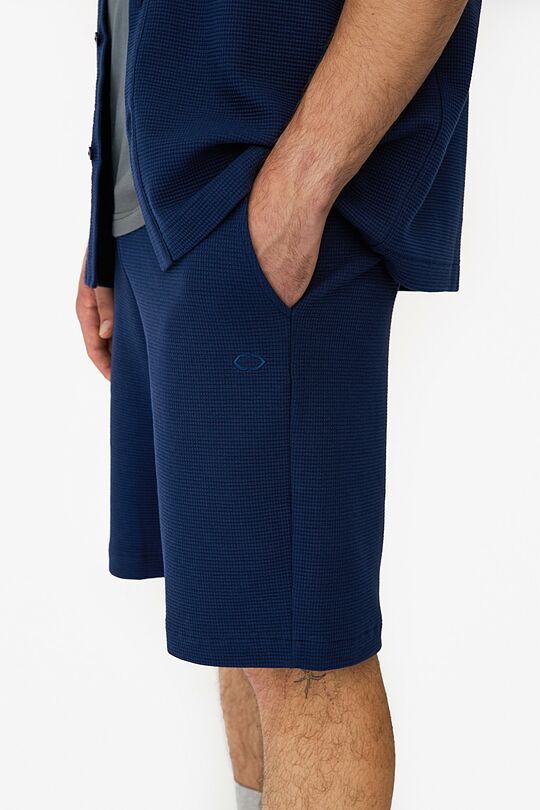 Textured waffle cotton sweatshorts 4 | BLUE | Audimas