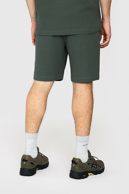 Textured waffle cotton sweatshorts 3 | GREEN | Audimas