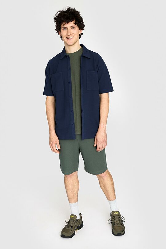 Textured waffle cotton SS shirt 4 | BLUE | Audimas