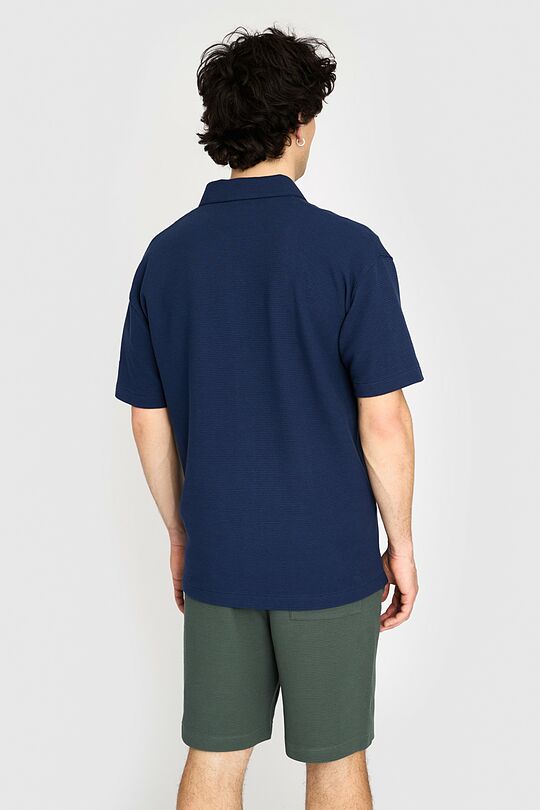 Textured waffle cotton SS shirt 2 | BLUE | Audimas