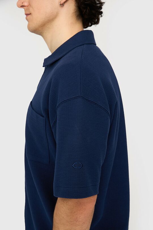 Textured waffle cotton SS shirt 3 | BLUE | Audimas