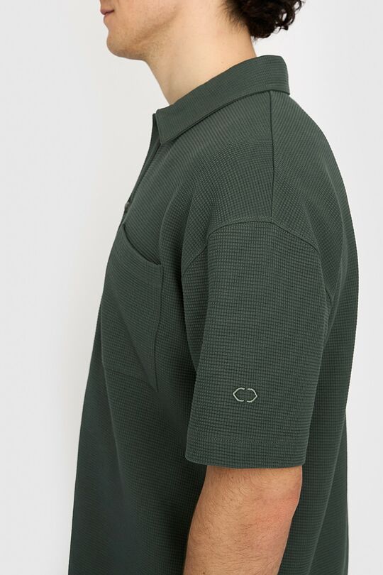 Textured waffle cotton SS shirt 3 | GREEN | Audimas