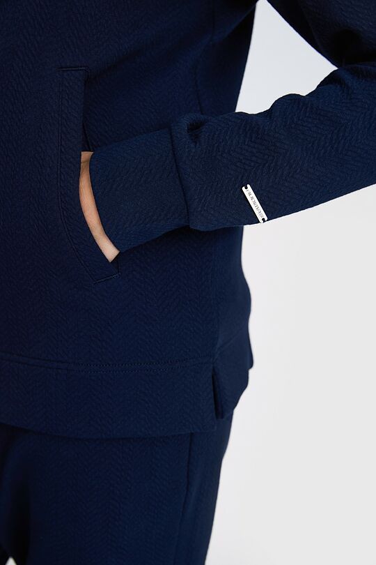 Textured cotton full-zip sweatshirt 3 | BLUE | Audimas