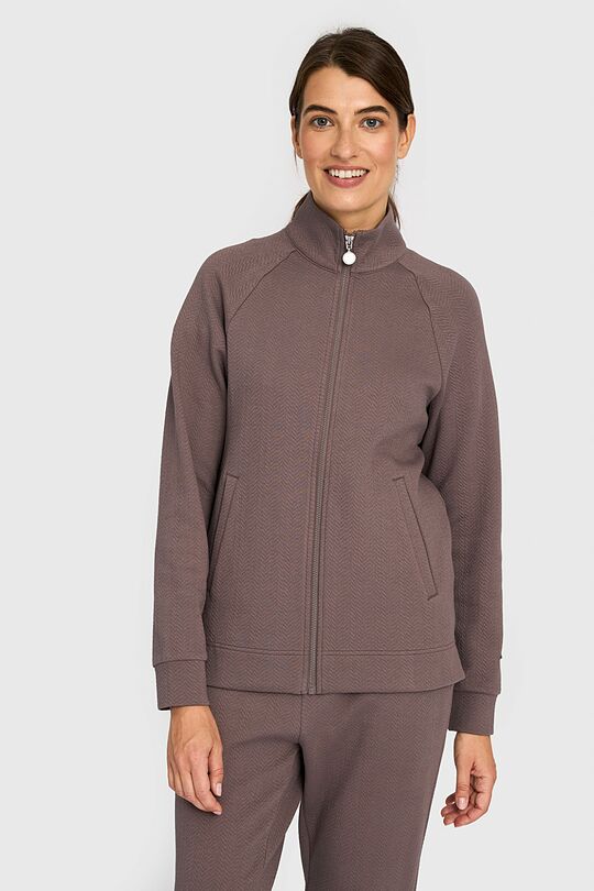 Textured cotton full-zip sweatshirt 1 | BROWN | Audimas