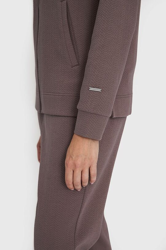 Textured cotton full-zip sweatshirt 3 | BROWN | Audimas