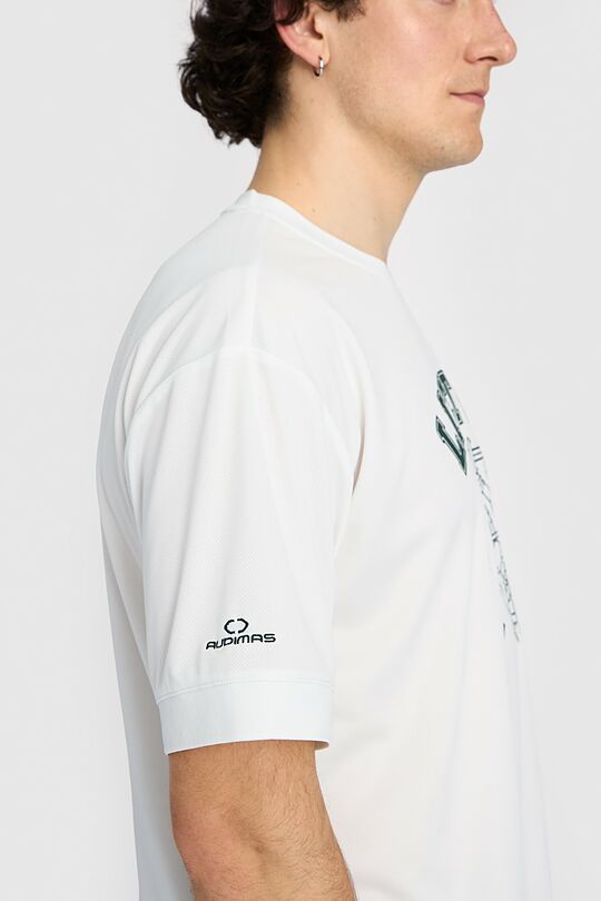 Oversized synthetic T-shirt 5 | WHITE | Audimas