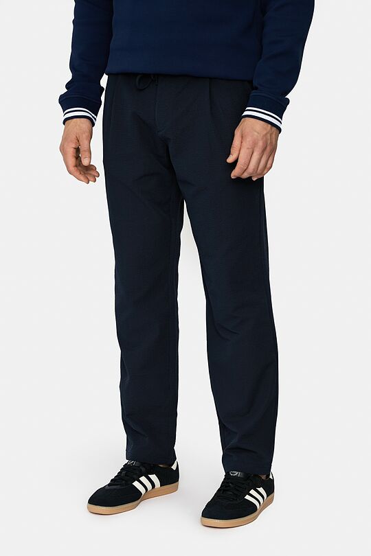 Straight fit pants with pleats 2 | Dark blue | Audimas