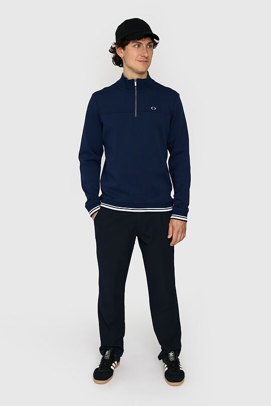 Cotton pique half-zip sweatshirt 4 | BLUE | Audimas
