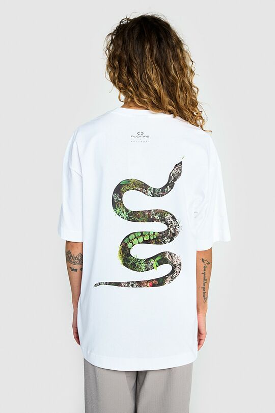 Short sleeves cotton T-shirt THE GRASS SNAKE 4 | WHITE | Audimas