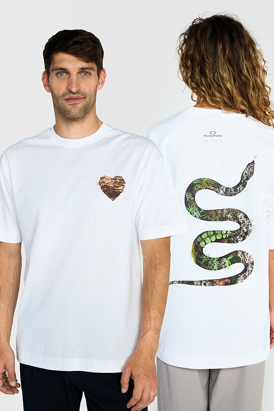Short sleeves cotton T-shirt THE GRASS SNAKE 1 | WHITE | Audimas