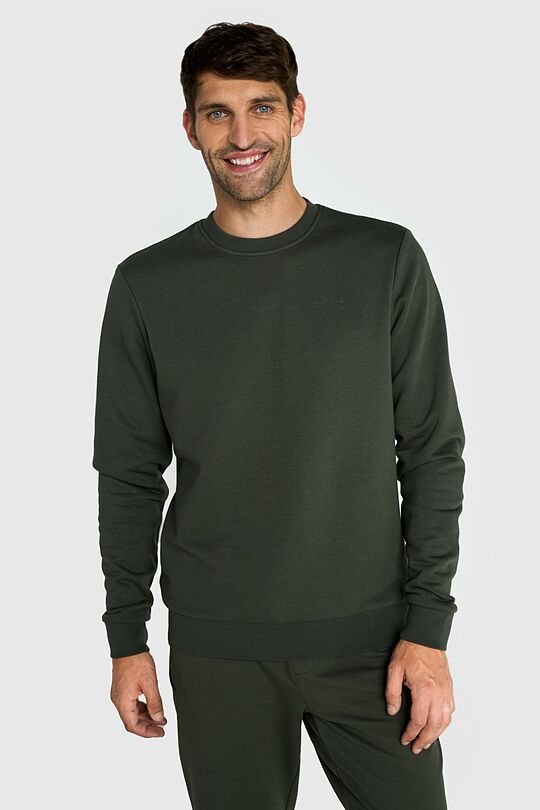 Cotton French terry crewneck sweatshirt 1 | GREEN | Audimas