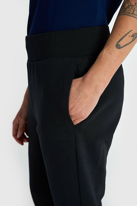 Tapered cotton French terry sweatpants 4 | BLACK | Audimas