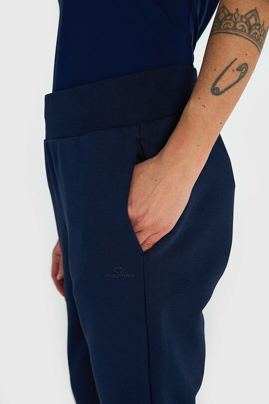 Tapered cotton French terry sweatpants 4 | BLUE | Audimas