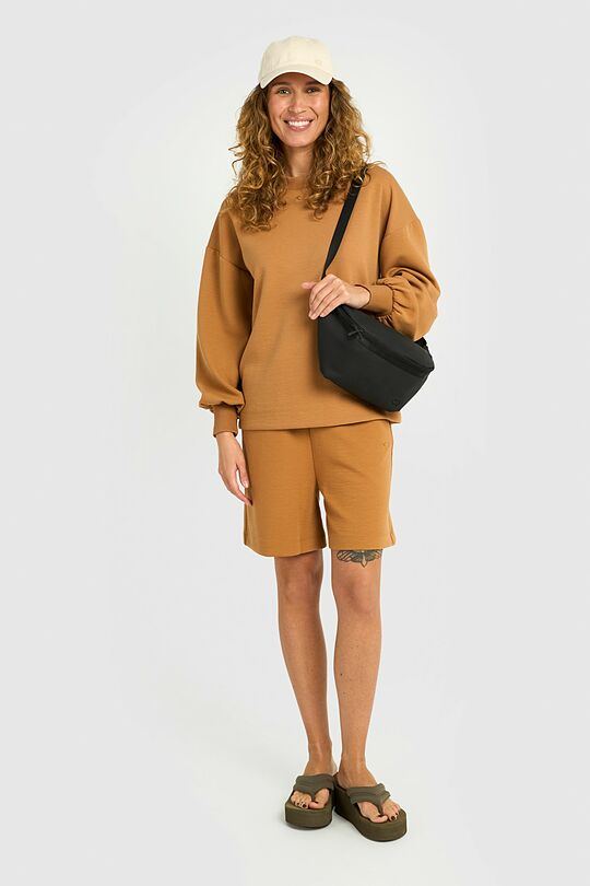 Textured crewneck sweatshirt with viscose 4 | BROWN | Audimas