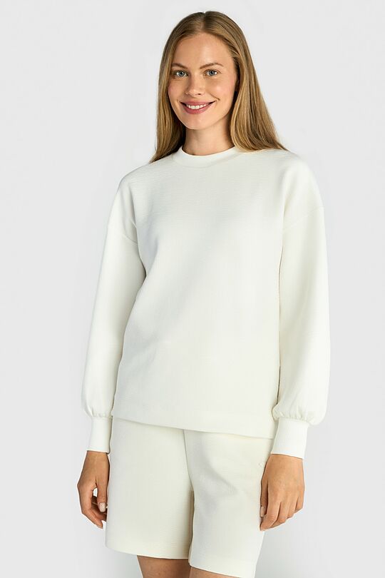 Textured crewneck sweatshirt with viscose 1 | WHITE | Audimas