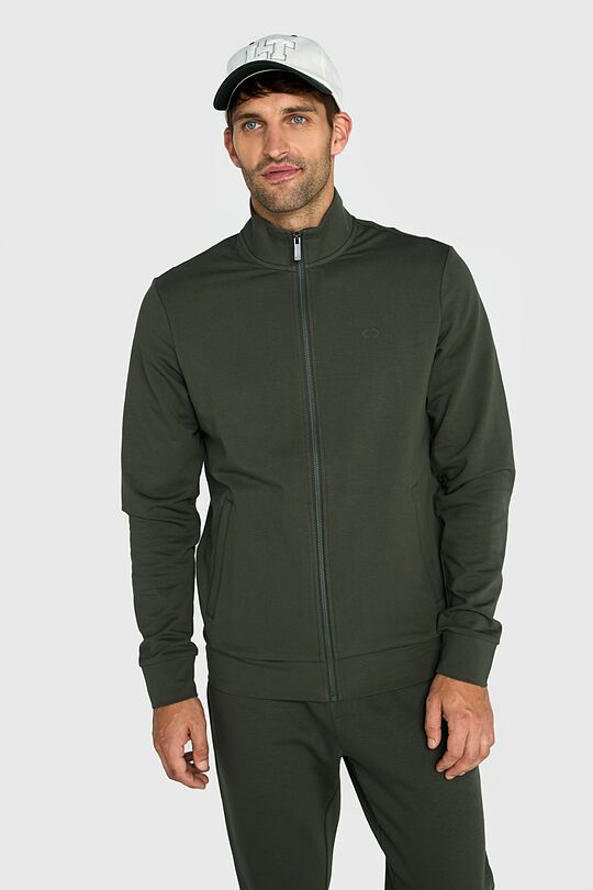 Cotton French terry full-zip sweatshirt 1 | GREEN | Audimas