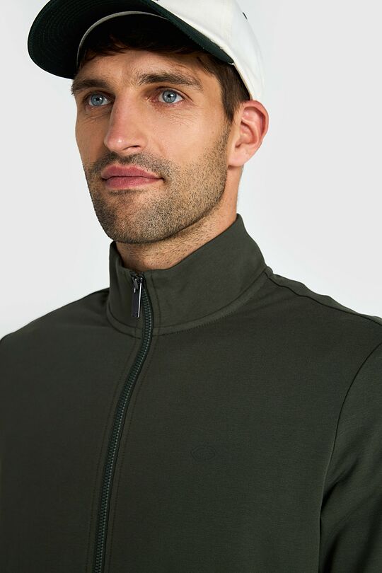 Cotton French terry full-zip sweatshirt 3 | GREEN | Audimas