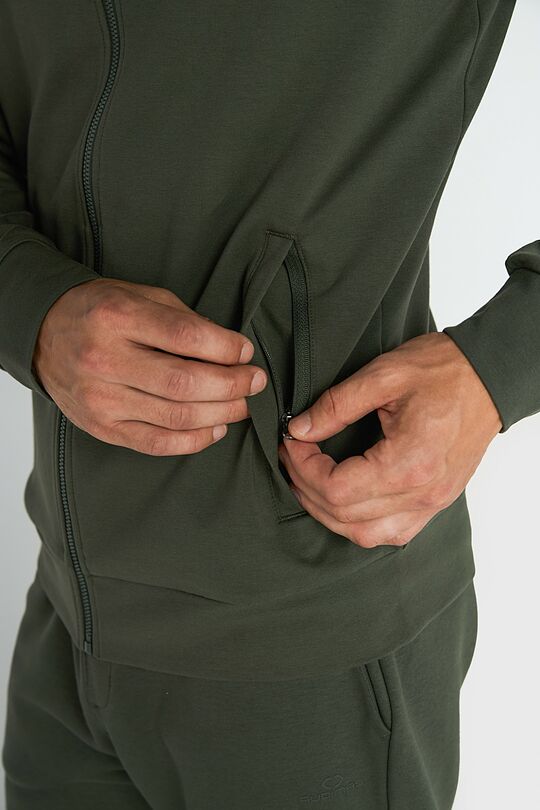 Cotton French terry full-zip sweatshirt 4 | GREEN | Audimas